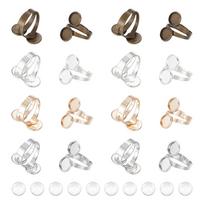 DIY Double Blank Dome Finger Ring Making Kit Including Brass Cuff Ring Findings Glass Cabochons Mixed Color US Size 10 1/2(20mm)~US Size 11(20.5mm) white