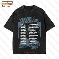 Velvet Revolver Re Evolution Tour 07 Adult Vintage Oversized T-Shirt Front And Back Print F6EN 3XL black