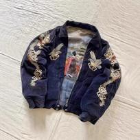 Mens Reversible Corduroy Bomber Jacket With Embroidered Dragon Eagle Motif Loose Fit Fall Winter Outerwear XXL gray