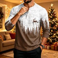 Men's Christmas Print Long Sleeve Shirt S ruda