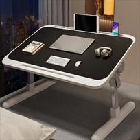 Ergonomic Adjustable Height Lifting Bed Table Display Stand with Drawer Foldable Laptop Table Lazy Learning Desk Working gray