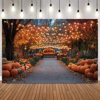 Autumn Window Landscape Backdrop Park Pathways Vegetable Fruit Market Lake Maple Party Decor Baby Shower Photography Background12 47.2x31.5inch/120*80cm brown