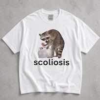 Scoliosis Shirt, Funny Raccoon Graphic Tee, Trash Panda Meme, Curved Spine Humor, Animal Lover Gift, Scoliosis Awareness Apparel 150 white