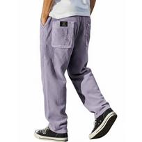 Mens Relaxed Fit Straight Leg Corduroy Pants With Embroidery Detail Multiple Pockets Elastic Waistband Casual Wear M