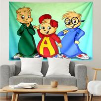 Alvin and the Chipmunks Print Tapestry, Backdrop, Easy Setup, Ideal for Bedroom, Office & Living Room, with Aesthetic Wall Hanging Decor. 100cmx150cm