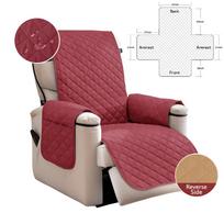 Reversible Recliner Sofa Covers Waterproof Armchair Slipcovers with Pockets Furniture Protector with Elastic Straps for Pets raudona