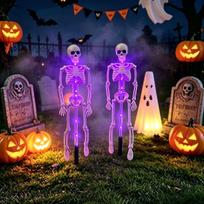 Solar-Powered Glowing Skeleton Ground Lamp - Halloween Outdoor Decoration Prop purple