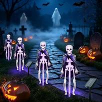 Solar-Powered Glowing Skeleton Ground Lamp - Halloween Outdoor Decoration Prop