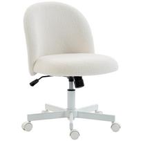 Ergonomic Office Chair Boucle Fabric Reclining Armless Desk Chair Adjustable Height Cream