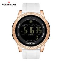 NORTH EDGE Luxury Men Women Pedometer Digital Wristwatch Waterproof 50m Sports Dual Time Alarm Clock Couple's Watches APOLLO black