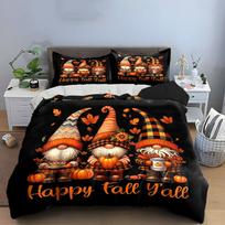 Autumn Gnome Trio Decoration Set Soft Skin-Friendly Bedding Set Includes 1 Duvet Cover And 2 Pillowcase, Gift AU Single 140X210cm&set