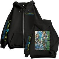 Anime JoJo Bizarre Adventure Jolyne Cujoh Stone Ocean Manga Zipper Hoodies Men Women Clothing Fashion Hip Hop Zip Up Sweatshirts M juoda