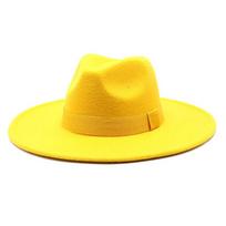 Vilnos veltinio skrybėlė su plačiu krašteliu, prabangaus mados dizaino, vyrams ir moterims Color B yellow