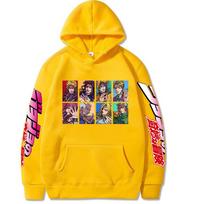 Japanese Anime Jojo Bizarre Adventure Harajuku Hoodies Printed Men's Hoodie Male Streetwear Fashion Casual sweatshirt Coat L geltona