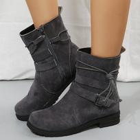 Moteriški Retro Rudos Platformos Sagtys Apvalūs Pirštai Batai Ruduo Žiema Šoninis Užtrauktukas Kulniukai Moteris Storas Padas Dirbtinio Suede Botas Mujer 43 black