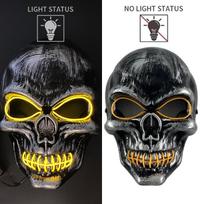 LED Light-up Scary Ghost Face Mask with Sewn Skull Design for Halloween One Size