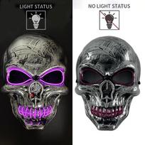 LED Light-up Scary Ghost Face Mask with Sewn Skull Design for Halloween One Size