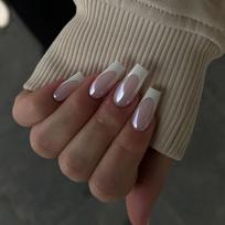 24Pcs Sweet Cool Press on Nails French Tip False Nails Y2k Bowknot Glitter Diamond Nail Long Square Fake Nails for Spice Girl