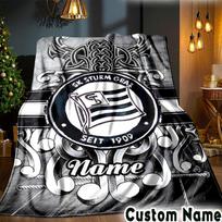 Custom Name Sturm Graz Crest Emblem Throws Blanket Flannel Blankets for Couch Bed Gifts for Men Women Picnic blanket Christmas fan gifts 80cmx120cm