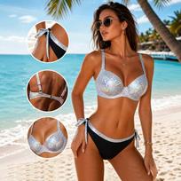 Women S Silver Gold Foil Bikini Set Sexy Beach Swimwear M sidabras