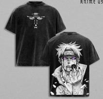Naruto Pain Rinnegan T-Shirt, Leader Akatsuki Anime Graphic Tee, Streetwear 3XL black