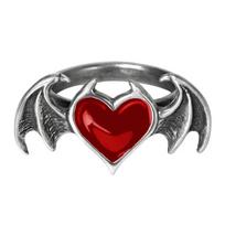Metal Punk Dark Soul Demon Bat Rings Men Women Black Red Gemstome Heart Finger Jewelry Ring Hip Hop Couple Rings Gifts Wholesale gray