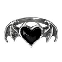 Metal Punk Dark Soul Demon Bat Rings Men Women Black Red Gemstome Heart Finger Jewelry Ring Hip Hop Couple Rings Gifts Wholesale gray