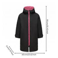 Hooded Changing Robe Warm Surf Poncho Thick Windproof black