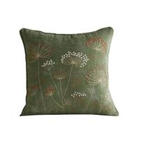 Modern Living Room Decor Embroidered Dandelion Cushion Cover, Farmhouse Throw Pillow Case, Decorative Cover for Sofa Couch Bedroom Accent A žalia
