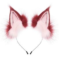 Lolita Cat Ears Headband Animals Furry Cosplay Headwear Cute Wolf Dog Hair Band  Costume Cosplay brown