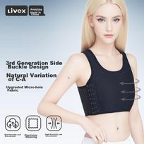 Chest Binder Bra for Women, Minimizing for Large Breasts, Ultra Flat Seamless Anti-Shock Vest, Chest Shaping Bandage Bra, Les Cool T-Shirt XL juoda