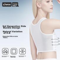 Chest Binder Bra for Women, Minimizing for Large Breasts, Ultra Flat Seamless Anti-Shock Vest, Chest Shaping Bandage Bra, Les Cool T-Shirt XL balta