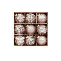 9PCS Glitter Christmas Tree Decorative Ball Foam Xmas Spheres Pendant Set  New Year