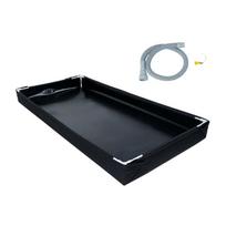 Home Utility Drain Tray with Hose, 130 x 80 x 10 cm Water Collection Pan for Portable Air Conditioner, Garden Washing, Camping Tasks 1 black