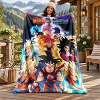 Dragon Ball individualaus pavadinimo flanelinis pledas, personalizuotas minkštas šiltas pliušinis pledas, individualizuota dovana šeimai, draugams 150cmx180cm