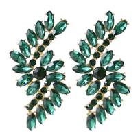Fashion Geometric Crystal Drop Earrings For Women With Alloy Material Elegant Evening Jewelry žalia