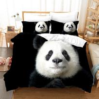 3D Panda Bedding Set Lovely China Black White Animal Duvet Cover King Queen Bamboo Comforter Cover 2/3pcs Polyester Quilt Cover EU single(135x200cm) gray
