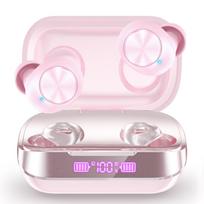 YSOBOOK True Wireless Earbuds with Touch Controls, LED Battery Display and Fast Charging rožinė