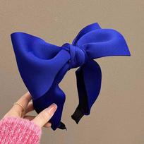 Arrival Rose Red Big Bowknot Headband Hair Hoop For Women Korean Solid Wide Hair Band Bezel Hair Accessories mėlyna