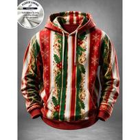 Men Fleece Lined Hoodie Angry Santa Chimney Print Pullover Hooded Sweatshirt Christmas Party Hoody XXXL black