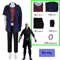 Žaidimas Devil May Cry 5 Nero Cosplay Kostiumas DMC5 Medžiotojas Nero Perukas Pirštinės Striukė Gotikinė Uniforma Šventė Comic-Con Helovinas Vyriški Kostiumai One Size&Devil May Cry 5 black
