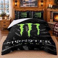 Monster Energy Pattern Bedding 3Pcs Set Bed Sheet And Pillowcases For Indoor Bedroom 180cmx210cm