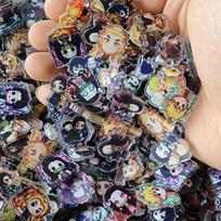 50pcs/set Demon Slayer Anime Resin Accessories Cute Image Laminating Acrylic Cream Glue Phone Case Refrigerator DIY Gift Patch 6 50pcs-DemonSlayer-32 gray