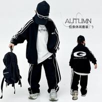 Boys Spring Casual Two Piece Sport Suit Long Sleeve Pants Set 180cm white