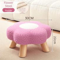 Solid Wood Low Stool Thick Padding Sofa Bench Practical Use Foot Rest Stool  Indoor Scenes violetinė