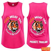 Muay Thai sportinis marškinėlis Vasarinis vyriškas marškinėlis be rankovių tigro rašto vyriški marškinėliai ir maudymosi kostiumai Muay Thai maudymosi kostiumai Vyriški drabužiai XL pink