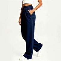 Unisex High Waisted Wide Leg Sweatpants with, Loose Fit Color Jogger Pants for Women and Men XL tamsiai mėlyna