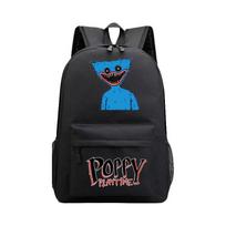 Poppy Playtime Huggy Wuggy Cartoon Pattern School Backpack Unisex Travel Bag With Adjustable Padded Straps Black