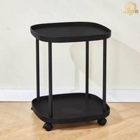 Chess & Card Room Tea Table: INS Style Small Bedside Side Table with Double Layer Storage. black