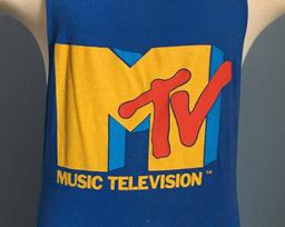 80s Vintage MTV Logo promo tv television music video sleeveless tank top T-Shirt - SMALL XL red